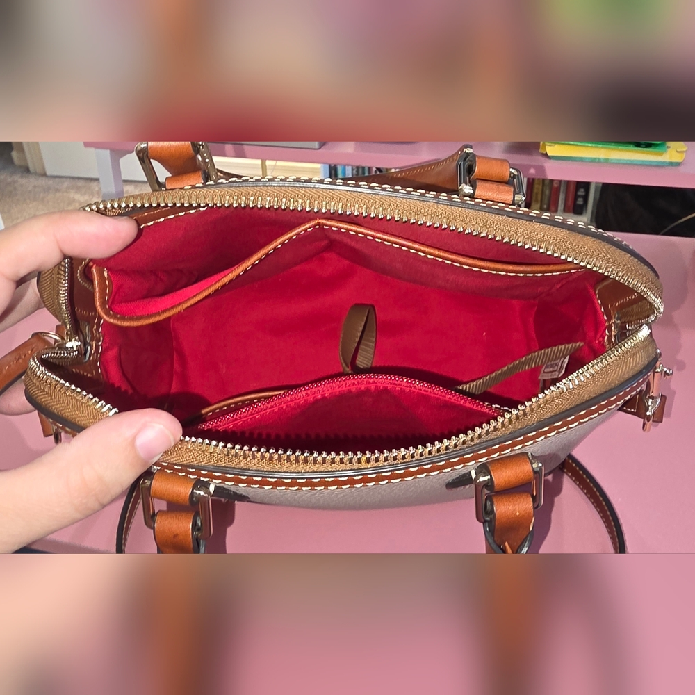 Dooney & Bourke Pebbled Leather Satchel Dome Zip Top Bag - Picture 4 of 4